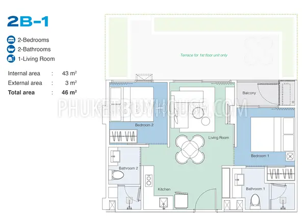 LAG7104: 2-Bedroom Unit in Bang Tao. Photo #12