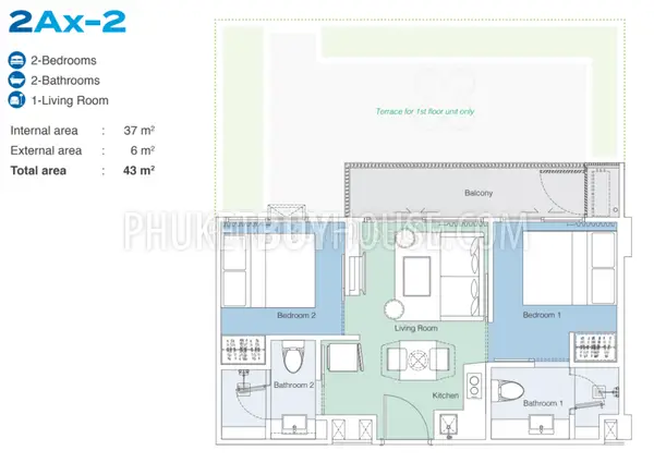 LAG7104: 2-Bedroom Unit in Bang Tao. Photo #13