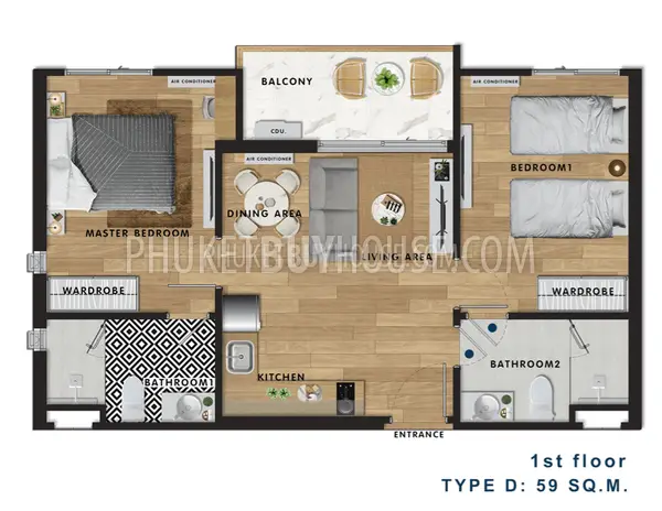 NAY7115: 2 Bedroom Unit in Popular Building in Nai Yang. Photo #5