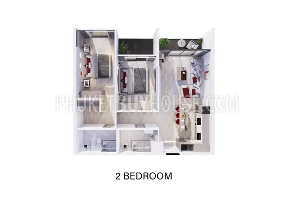 RAW22438: Spacious 2-Bedroom Apartment in Rawai. Photo #3