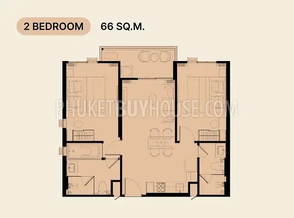 KAT22455: Modern Seaside Two Bedroom Apartments for Sale in Kata, Phuket. Photo #4