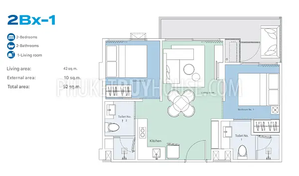 LAG22475: 2-Bedroom Apartment Near Bang Tao Beach, Laguna Resale. Photo #8