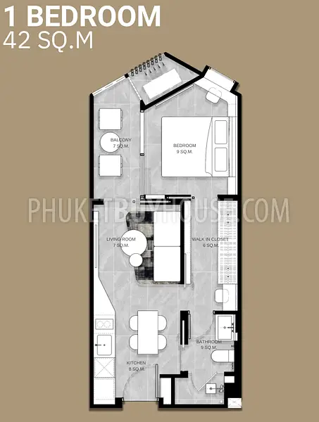 KAM22489: A Contemporary Coastal 1 Bedroom Apartment for Sale with Early bird Prices in Kamala, Phuket. Photo #10