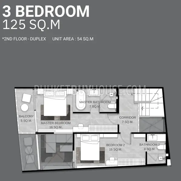 KAM22492: A Contemporary 3-Bedroom Duplex Home for Sale with Early bird Prices in Kamala, Phuket. Photo #12