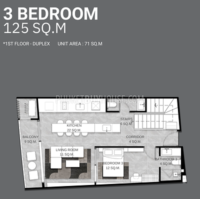KAM22492: A Contemporary 3-Bedroom Duplex Home for Sale with Early bird Prices in Kamala, Phuket. Photo #11