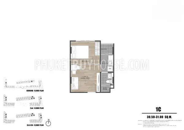 KTH21740: One Bedroom Apartment in Kathu. Fotoğraf #9