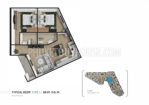 BAN22508: Eco-Friendly 2-Bedroom Near Bangtao Beach. Photo #2