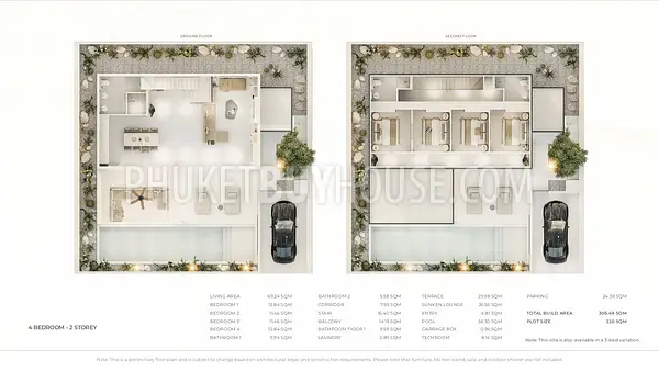 CHE22556: Pre Sale 4-Bedroom Two-Storey Villa with Private Pool and Sunken Lounge in Cherng Talay. 照片 #3