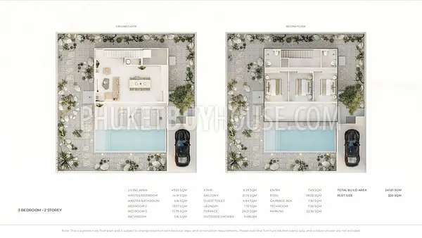 CHE22555: Pre Sale 3-bedroom 2 storey villa with a private pool and terrace, located in Cherng Talay. Photo #5