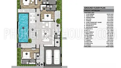 NAY22559: Spacious Balinese-Inspired Pool Villas with 3 Bedrooms Near Naiyang Beach. Photo #8