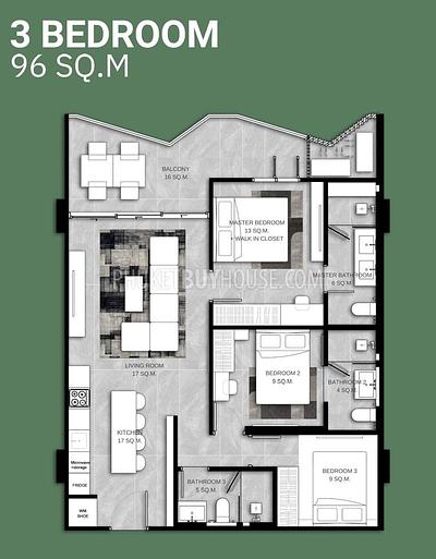 KAM22491: A Contemporary Coastal 3 Bedroom Apartment for Sale with Early bird Prices in Kamala, Phuket. 照片 #9