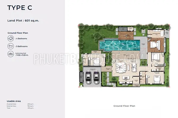 BAN22626: Spacious 4-Bedroom Pool Villa on 601 sqm Plot with 11.5m Swimming Pool. Fotoğraf #6
