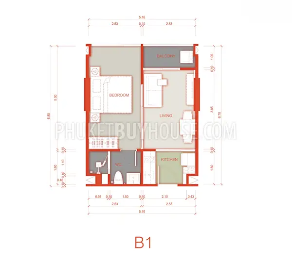 TAL22632: New Stylish 1 Bedroom Apartment in a Modern Condominium in Talang for Sale. 照片 #6