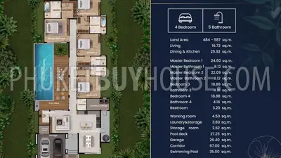 TAL7348: Вилла с 4 Спальнями и 5 ванными комнатами в Таланге. Фото #15