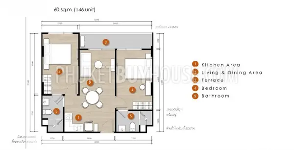 CHE22379: 2 Bedroom flat in Upscale Low-Rise Condominium in Phuket. Photo #6