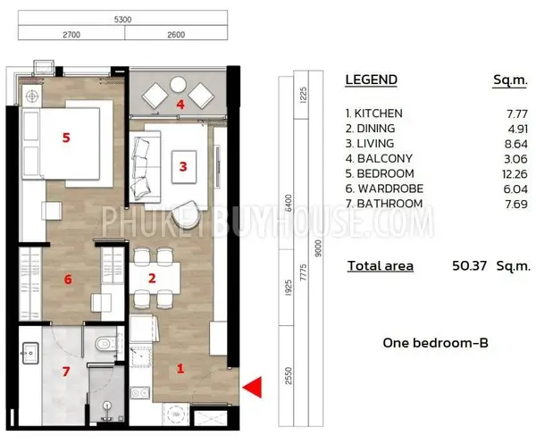 BAN7053: Bang Tao 1 Bedroom Apartment in a New Project. Photo #18