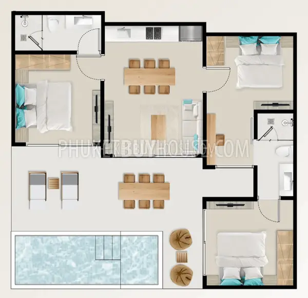 BAN7077: Private Pool Villa with 2 bedrooms in Bang Tao area. Photo #2