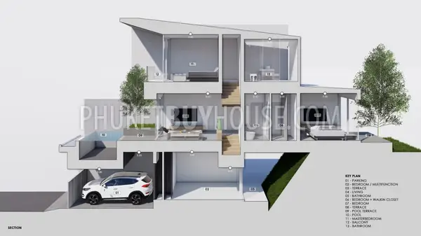 PHU22652: Modern 4-Bedroom Pool Villa with Mountain and Ocean Views, Central Phuket. Fotoğraf #25