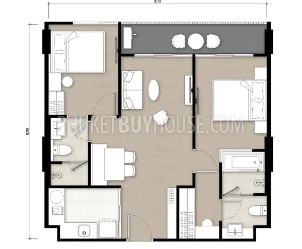 KAT22654: Two Bedroom Apartment Near Kata Beach. 照片 #4