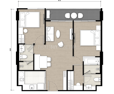 KAT22654: Two Bedroom Apartment Near Kata Beach. Photo #4