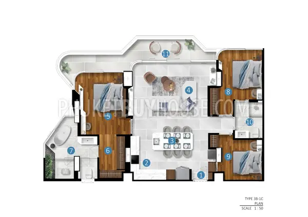 BAN21884: 3 Bedroom Apartment Close to Bang Tao Beach Limited Offer with Discounts and 6% Guaranteed program . 照片 #6