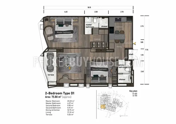KAT22841: Sea View Corner 2-Bedroom Apartment with Spacious Layout Near Kata Beach. 照片 #11