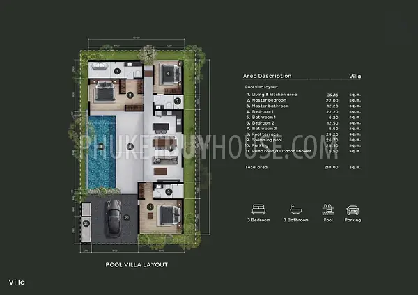 LAG22849: 3-Bedroom Private Pool Villa with Spacious Plot in Laguna. Photo #3
