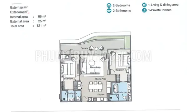 LAG22852: 121 Sq.m Two-Bedroom Apartment Steps from Bang Tao Beach with Private Terrace. Fotoğraf #4
