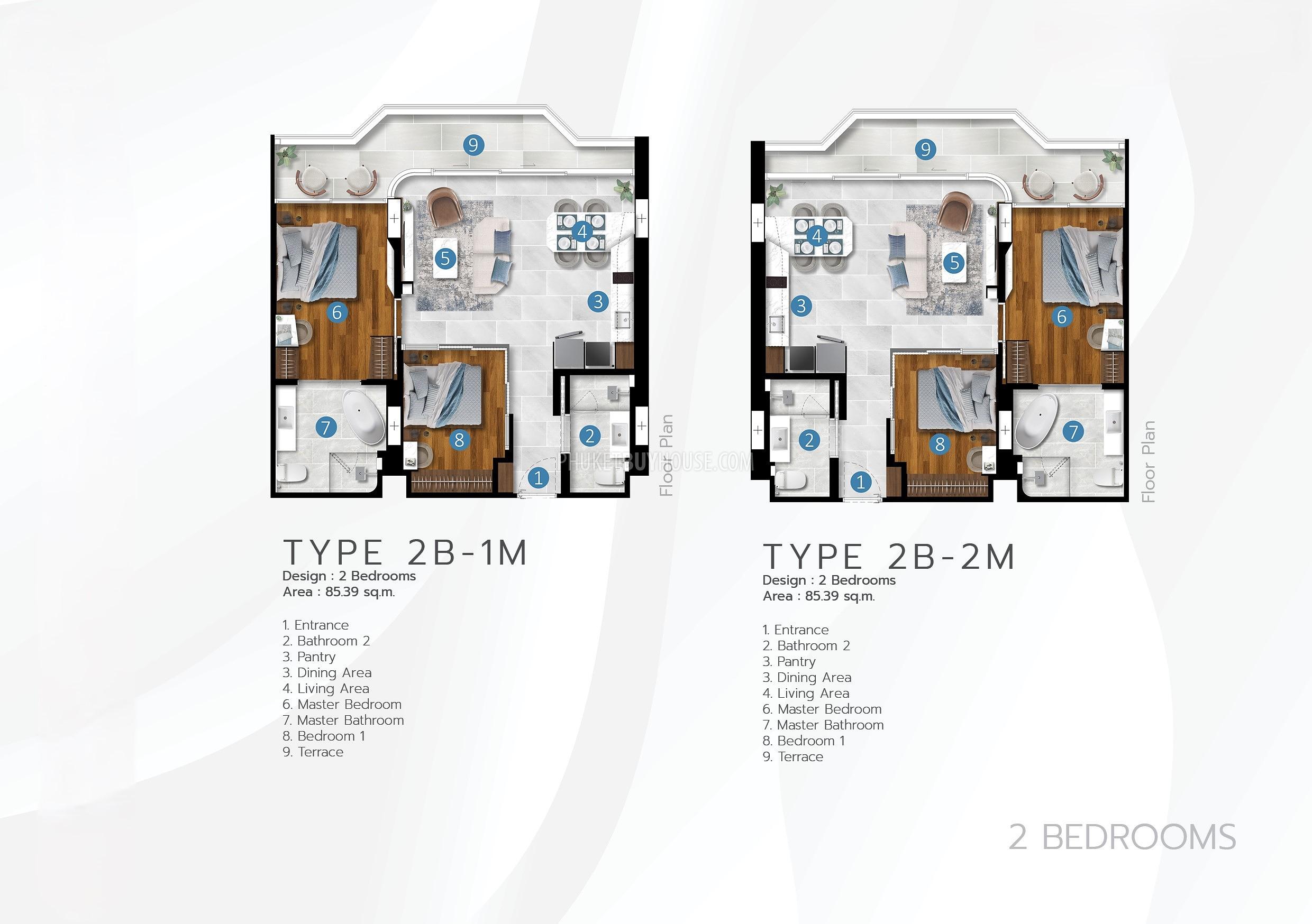 Appartement 2 chambres 85 m² Choeng Thale, Thaïlande