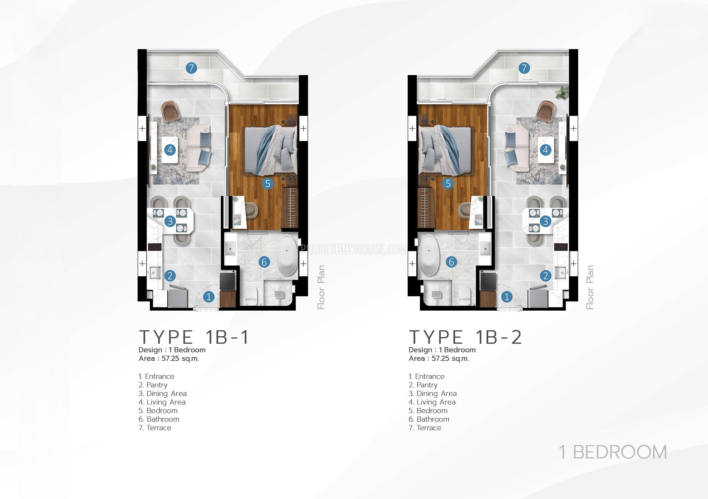 1 bedroom apartment 58 m² Choeng Thale, Thailand