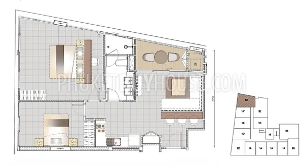 BAN22896: Top-Floor 2-Bedroom Condo with Mountain Views Near Bang Tao Beach. 照片 #3