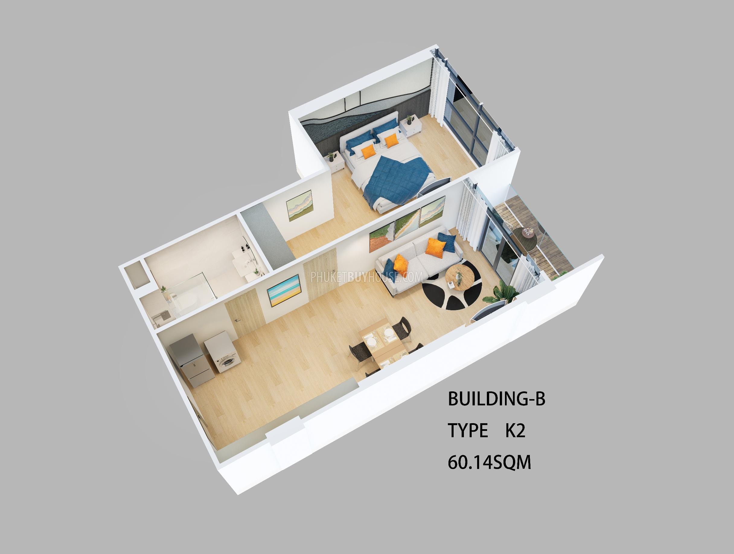 Квартира 1 спальня 60 м² Са Кху, Таиланд