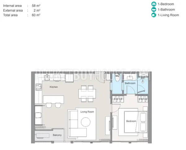 LAG22904: 1-Bedroom Resale Apartment 400m from Bang Tao Beach in Laguna Area. Photo #4