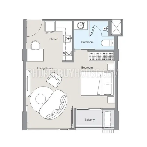LAG22905: 1-Bedroom with Sliding Partition Near Bang Tao Beach. Photo #4