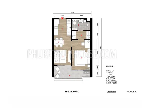 BAN22906: 1-Bedroom on 4th Floor Near Bang Tao Beach. Photo #6