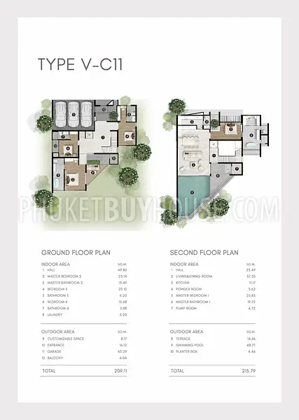 CHA22943: 4 Bedroom Villas in Chalong with Lake View for Sale. 照片 #2