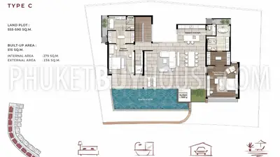 CHE23050: 3+1 Bedroom Lake View Pool Villa in Cherng Talay, Phuket. Fotoğraf #4