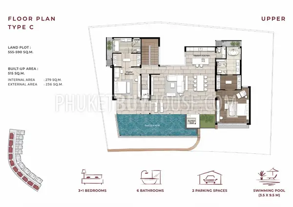CHE23050: 3+1 Bedroom Lake View Pool Villa in Cherng Talay, Phuket. Fotoğraf #4