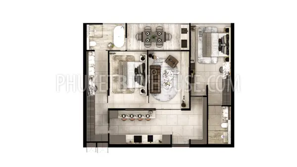 CHE23067: 2-Bedroom Modern Apartment in Cherng Talay, Phuket. Photo #4