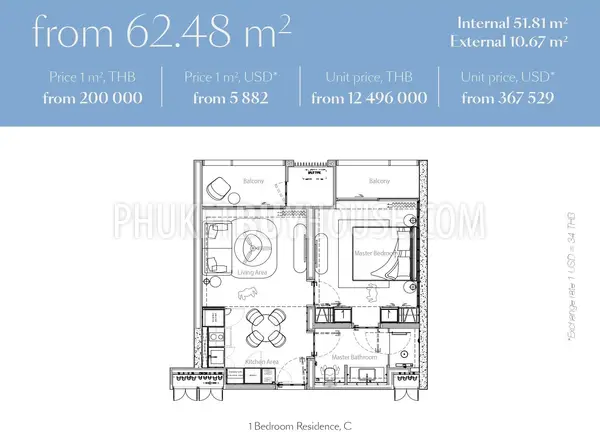 LAY23109: 1-Bedroom Garden View Apartment in Layan, Phuket. Photo #5