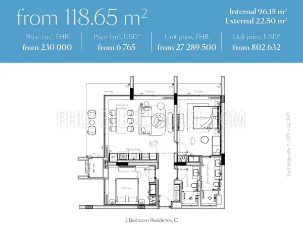 LAY23111: 2-Bedroom Garden View Apartment in Bang Tao, Phuket for Sale. Photo #6