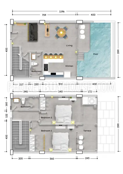 RAW23116: 2-Bedroom Duplex with Private Pool in Rawai, Phuket. Photo #36