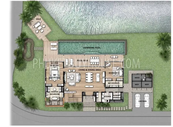 THA23124: 4-Bedroom Lake View Villa with Private Pool in Thalang, Phuket. Photo #2