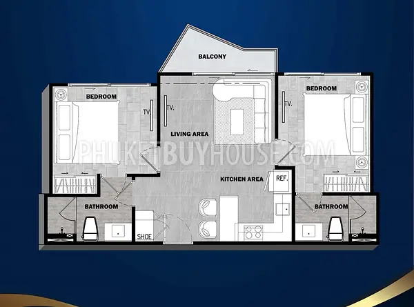 PHU21729: Two Bedroom Apartment near Phuket Town. Photo #3