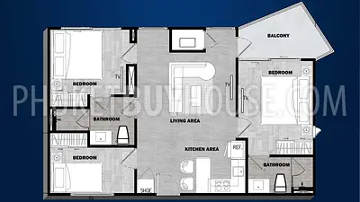 PHU21730: Three Bedroom Apartment in Phuket City. 照片 #3