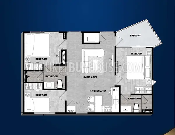 PHU21730: Three Bedroom Apartment in Phuket City. Photo #3