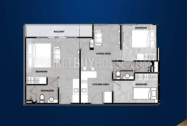 PHU21730: Three Bedroom Apartment in Phuket City. Photo #4