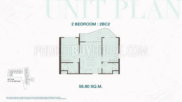 KAR23180: 2-Bedroom Condominium Near Karon Beach with Rooftop Pools Phuket. Photo #3
