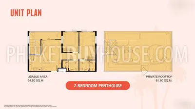 KAT23183: 2-Bedroom Penthouse with Private Rooftop in Kata, Phuket. 照片 #2