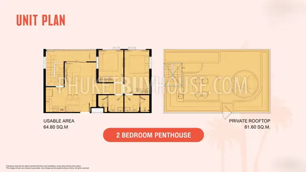 KAT23183: 2-Bedroom Penthouse with Private Rooftop in Kata, Phuket. 照片 #2